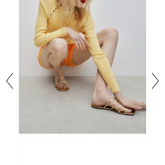 ZARA GOLD STRAPPY FLAT SANDALS - Picture 6 of 6